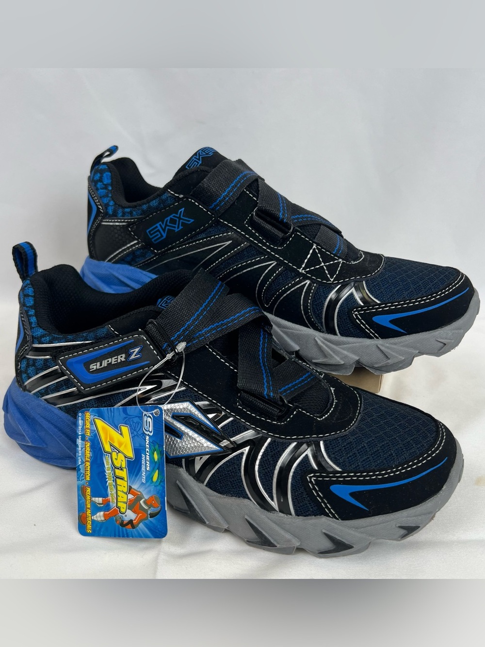 Skechers Super Z Strap Blue/Black/Silver Boys 6 NWT